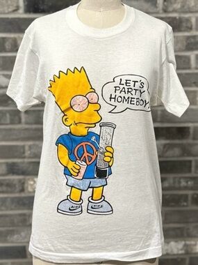 Vintage Bart Simpson Let’s Party Homeboy T Shirt 90s Screen Stars Single Stitch